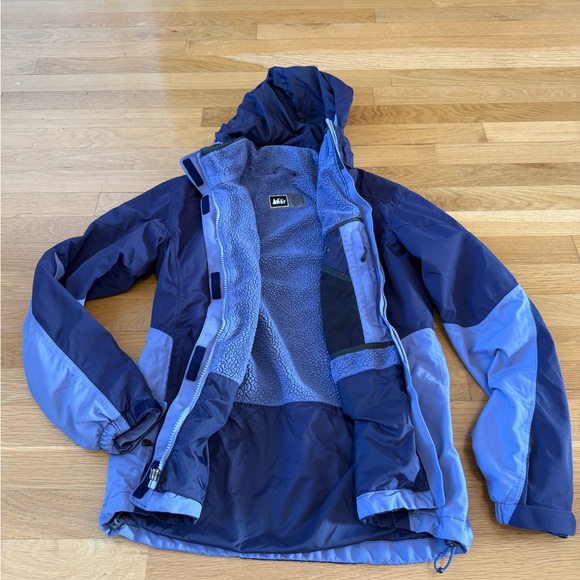 REI Elements Women’s XS Insulated Hooded Jacket - Purple/Blue - Fleece Lined - Picture 9 of 10
